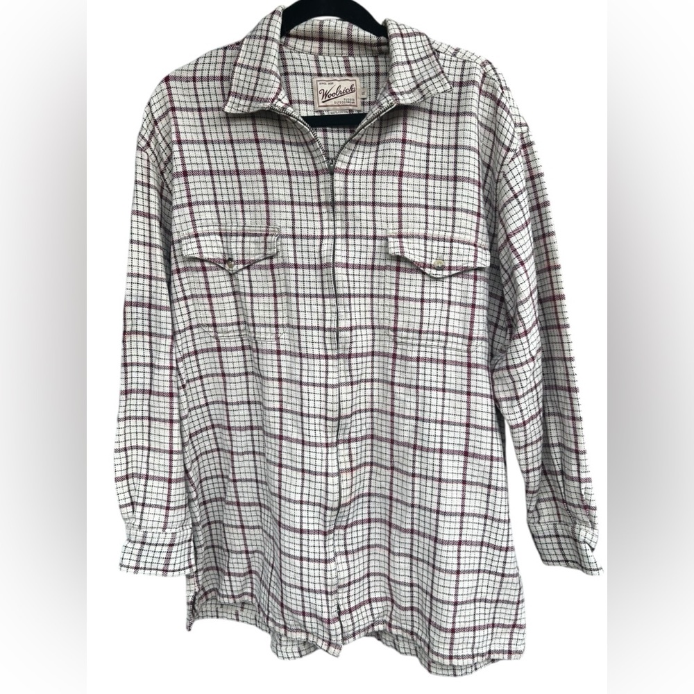 Woolrich Women’s Zip Jacket Oatmeal Plaid‎ Lightweight Sz XL